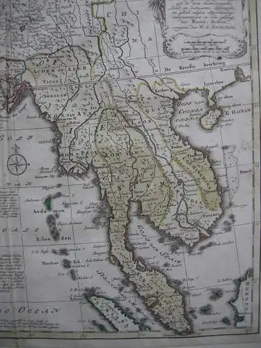 Reich Großer Mogul Indien Indonesien kolor Orig Kupferstichkarte 1780 Bowen