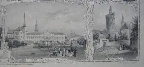 Weinheim Sammelblatt Ansicht 13 Detailanischten Orig Stahlstich Poppel 1840