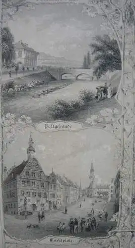 Weinheim Sammelblatt Ansicht 13 Detailanischten Orig Stahlstich Poppel 1840