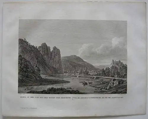 Rheingrafenstein Ebernburg Orig Kupferstich J. Roux 1822 Rheinland Pfalz