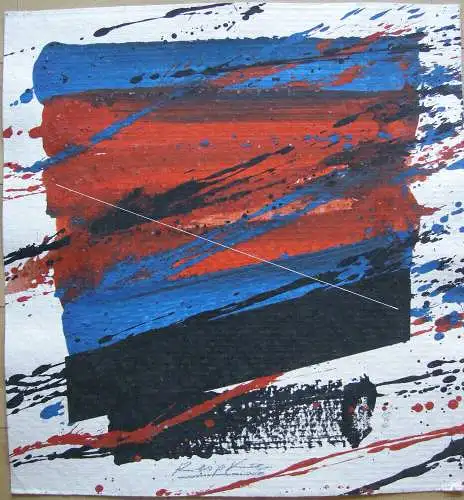 Jürgen Reipka (1921-2014) Geometrische Komposition Rot Blau Schwarz Acryl 1984