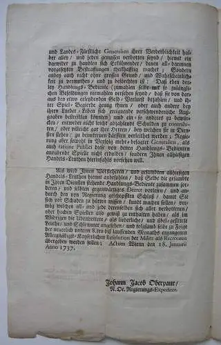 Circular k k. Österreich Verbotene Glückspiele Überwachung Wien 1737