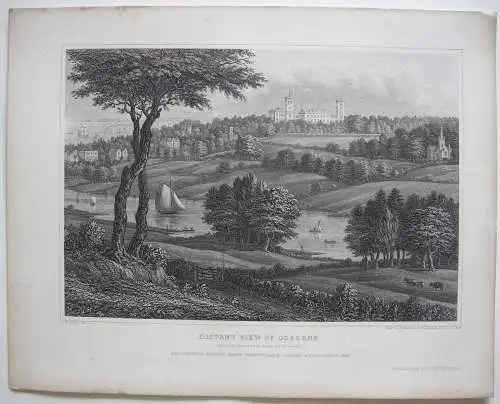 Isle of Wight Great Britain Distant view Osborne Copper engraving Brannon 1849