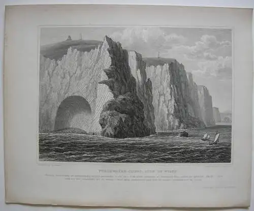 Isle of Wight Great Britain Freshwater Cliffs Copper engraving Brannon 1840