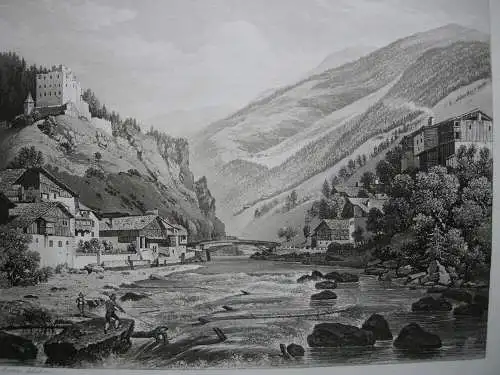 Landeck Oberinntal Tirol Österreich Orig. Aquatinta-Radierung 1840 Martens