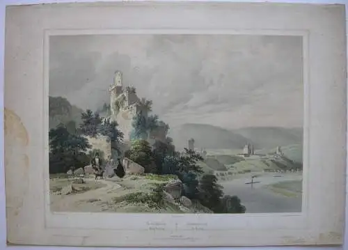 Neckarsteinach Heidelberg Orig Lithografie Bayot nach Verhas 1844 Baden Württemb