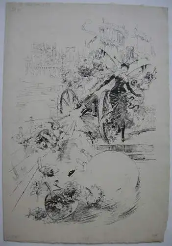 Friedrich A. Kaulbach (1850-1920) Einladung Künstler-Maskenfest Lithografie 1882