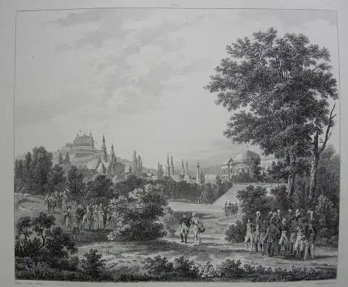 Stammersdorf Wien Napoleon Erzherzog Karl Orig Stahlstich 1840 Ansicht 