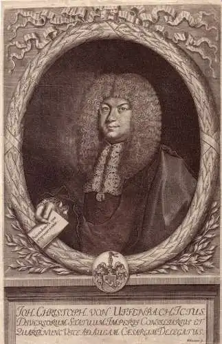 Johann Christoph Uffenbach Portrait Kupferst 1695 Hofrat Frauenstein Frankfurt