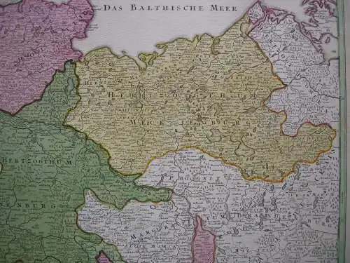 Niedersachsen Hamburg Braunschweig kolor Orig Kupferstichkarte Homann 1720 