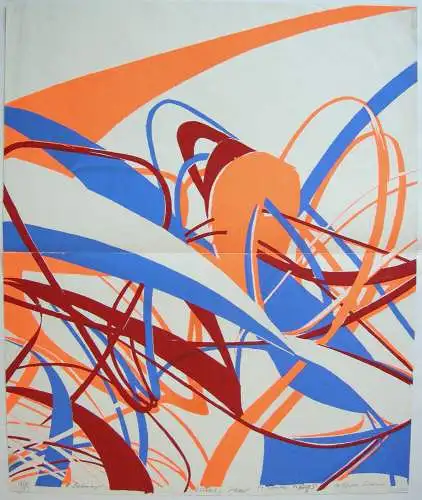 Gruppe SPUR Serigrafie ohne Titel 9/15 signiert von 7 SPUR Künstlern 1965 