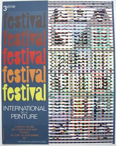 Yacoov Agam Plakat Orig. Serigrafie 3. Festival Peinture Cagnes-sur-mer 1971