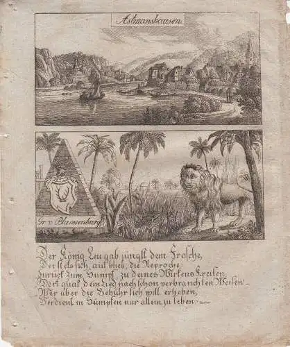 Assmannshausen Rüdesheim Hessen Orig Kupferstich 1830 Zittauisches Tagebuch