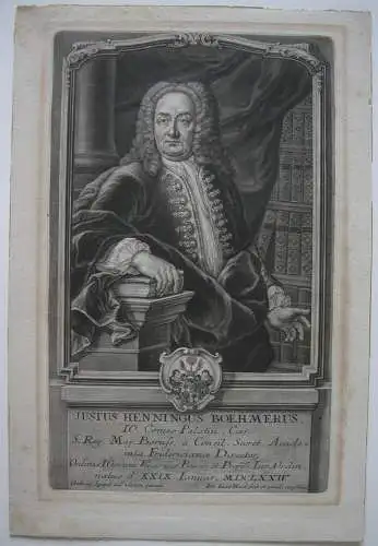 Justus H. Böhmer (1674-1749) Jurist Portrait Orig Kupferstich J. J. Haid 1750