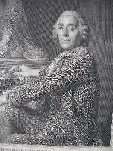 Portrait Christophe Gabriel Allegrain (1710-1785) französ. Bildhauer Kupferstich