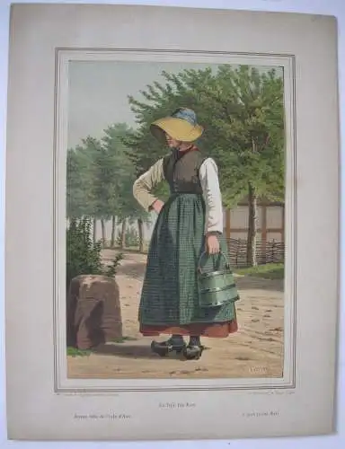 F. C.Lund En Pige fra Aerö Kostüm Mädchen Insel Aerö Dänemark Lithografie 1900