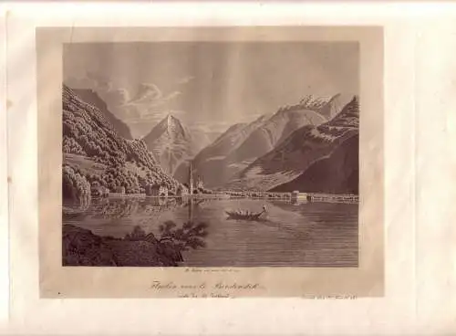 Pälin Fluelen Schweiz Gotthard Uri Aquatinta 1830 Vierwaldstättersee