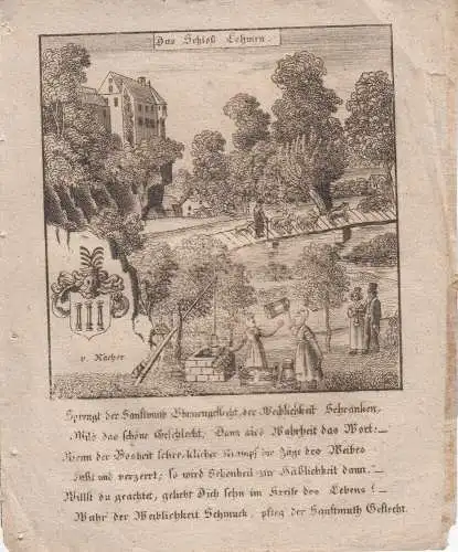 Schloss Lohmen Sachsen Wehlen Orig Kupferstich 1830 Zittauisches Tagebuch