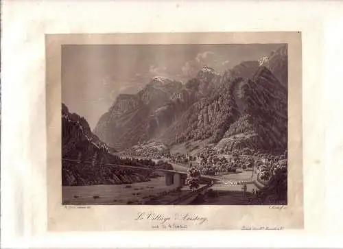 Pälin Amstäg Amsteeg Schweiz Gotthard Uri Aquatinta 1830 Gotthardstrasse