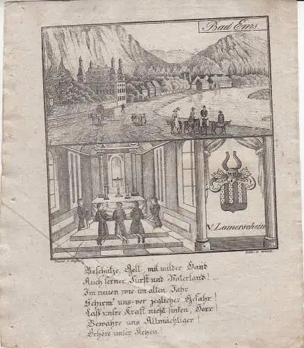Bad Ems Rheinland Pfalz Orig. Lithografie Walde 1830 Zittauisches Tagebuch  