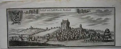 Arnbach Schwabhausen Dachau Gesamtansicht Orig Kupferstich M. Wening 1720  