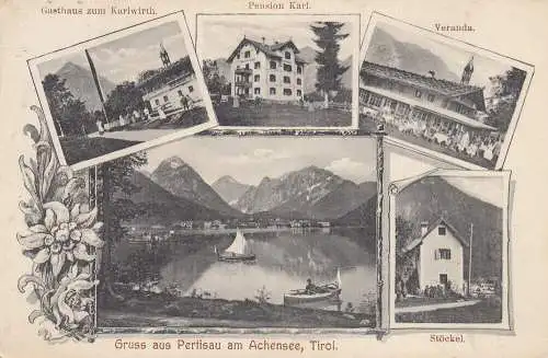 AK Pertisau Achensee Tirol Österreich Gasthaus Karlwirth Stöckel gel 1908