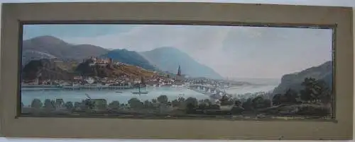 Heidelberg Panorama-Ansicht Orig Farblithografie 1850 Baden Württemberg