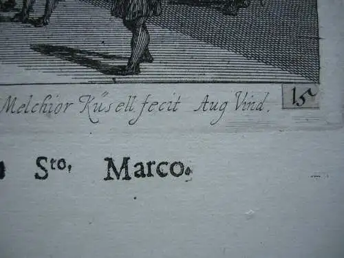 Melchior Küsel (1626-1683) Venedig Anlegestelle Dogenpalast Radierung 1671