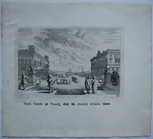 Melchior Küsel (1626-1683) Venedig Canale Grande Gondoliere Radierung 1671