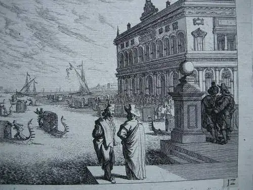 Melchior Küsel (1626-1683) Venedig Canale Grande Gondoliere Radierung 1671