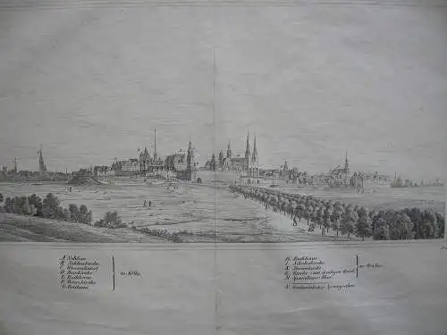 Berlin Kölln Ansicht Mitte 17. Jahrhundert Orig Federrlithografie 1840