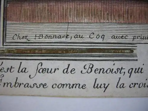 Hl. Scholastica von Nursia Norcia altokolor Orig Kupferstich 1780 