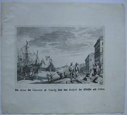 Melchior Küsel (1626-1683) Venedig Ankunft Sclavonier Galeeren Radierung 1671