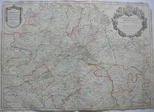 La Generalité d'Orleans Orig Kupferstichkarte Hubert Jaillot 1719 France 