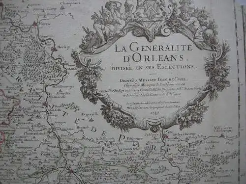 La Generalité d'Orleans Orig Kupferstichkarte Hubert Jaillot 1719 France