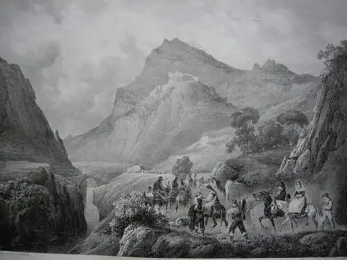 Val de Segre Katalunya Oliana Lerida Orig Lithografie Engelmann 1827 Espana