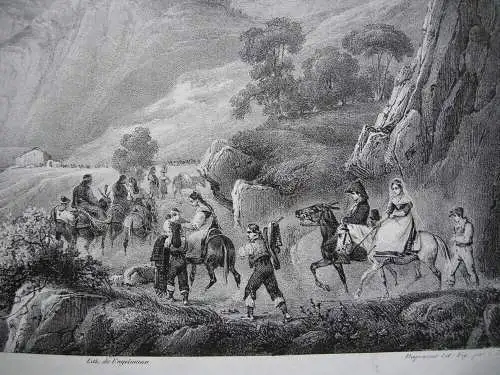 Val de Segre Katalunya Oliana Lerida Orig Lithografie Engelmann 1827 Espana