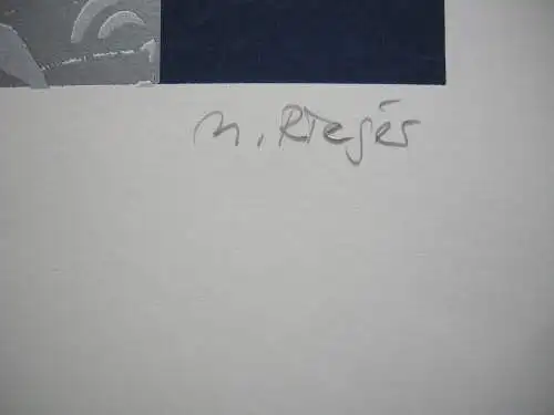 Helmut Rieger (1931) Kompostion Blau Grau Orig Serigrafie 1971 SPUR signiert