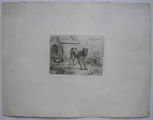 Johann Adam Klein (1792-1875) Am Neuen Jahr Kettenhund Orig Radierung 1831