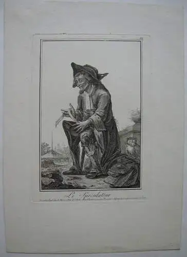 Le Speculateur Der Grübler Orig Kupferstich Robert Brichet 1784 Charaktere