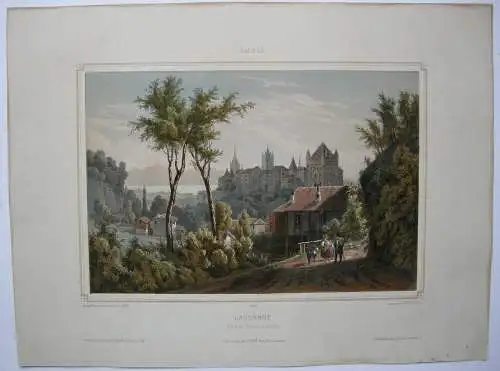 Lausanne Waadt Schweiz Gesamtansicht Orig Lithografie Deroy Suisse 1850 