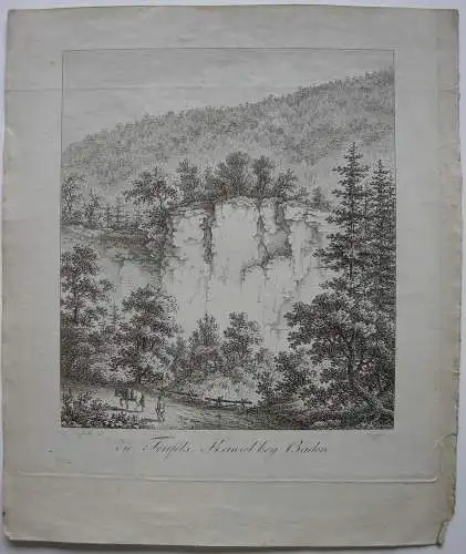 Baden-Baden Teufels-Kanzel Schwarzwald Orig Kupferstich 1800 Württemberg