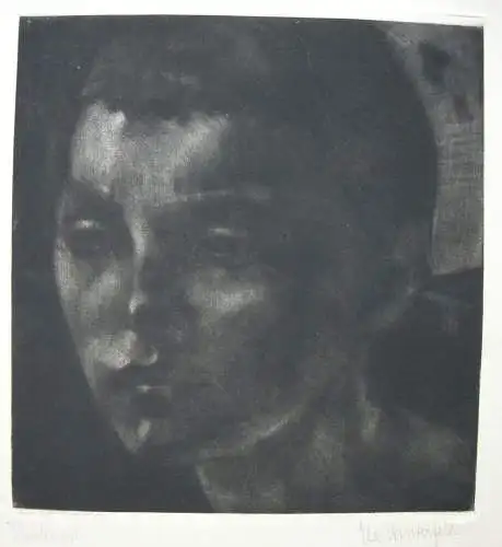 Else Winterfeld (? - nach 1949) Frauenportrait Orig Schabkunst signiert um 1930