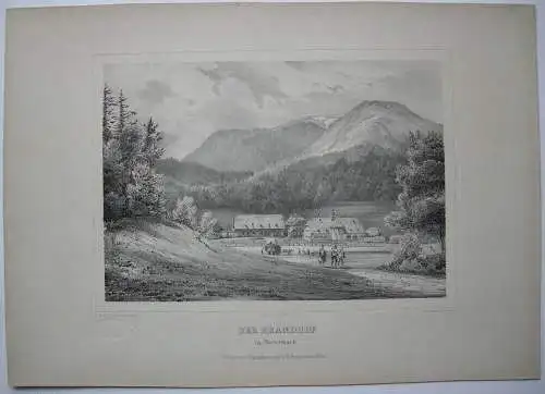 Der Brandhof Steiermark Orig Lithographie Sandmann nach Rudolf Alt 1840