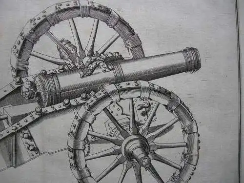 Barocker Kanonen-Wagen Artillerie Orig Kupferstich Matthäus Rembold 1643