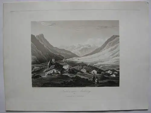 Stuben am Arlberg Klösterle Tirol Österreich Orig. Aquatinta-Radierung 1840 