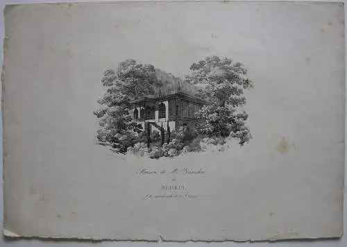 Simejis Krim Russland Haus Nariskin Südküste Orig Lithografie 1830 Haus Nariskin