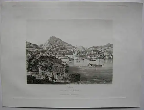 Riva del Garda Gardasee Trentino Italien Orig. Aquatinta-Radierung 1840  