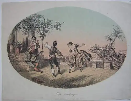 Fandango Tanz Spanien Orig Farblithografie Payne 1880 