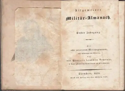 Allgemeiner Militär-Almanach 8 kolor Kupfer Uniformen 1828 Portraits